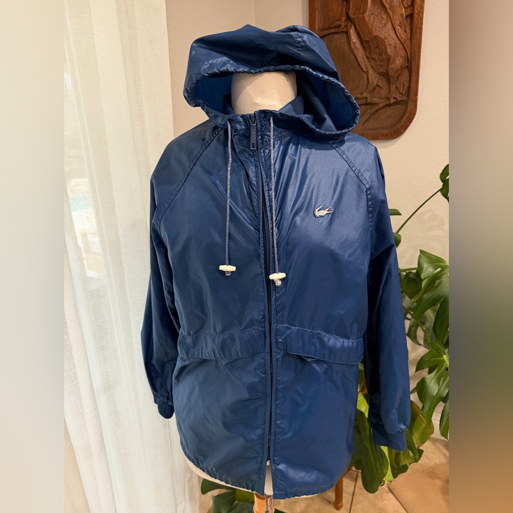 Lacoste Alligator Hooded Windbreaker Jacket‎ Blue Small Vintage